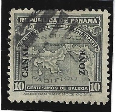 Canal Zone Scott #37 Used 10c Overprint 2021 CV $11.00