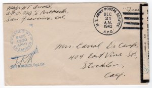 Free franked fm Major, APO 720 Penrhyn Cook Islands, 1942, paper censorship tape