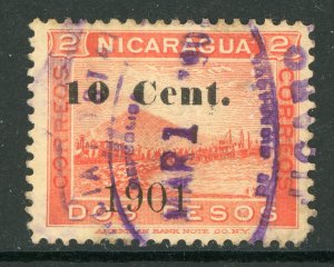 Nicaragua 1901 Momotombo 10¢/2 Pesos (4mm spacing) Maxwell 187v VFU Q623