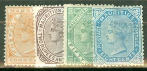 ID: Mauritius 60-1 unused no gum; 66-7 mint CV $176.50