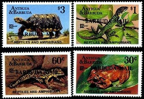 HERRICKSTAMP BARBUDA Sc.# 923-26 Turtle, Frog, Lizard Mint NH Stamps