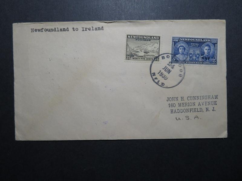 Newfoundland 1939 Ireland First Flight Cover / Top Creasing - Z11169