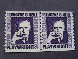 U.S.# 1305C-MNH---DULL GUM---JOINT LINE PAIR--EUGENE O'NEILL/PLAYWRIGHT-1973