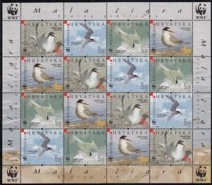 Croatia 2006 MNH Scott #621 Sheet of 16 4 strips of 4 WWF Sterna albifrons