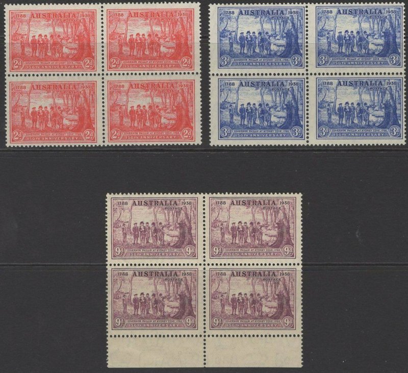 AUSTRALIA SG193/5 1937 NEW SOUTH WALES BLOCKS OF 4 MNH