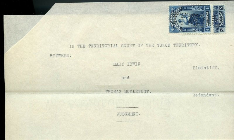 $1 and $2 usages 1915 Yukon Revenue JUDGEMENT  Document Canada