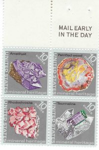 US#1538-41 10c Mineral Issue-MAIL EARLY BLOCK of 4 (MNH) CV $1.00