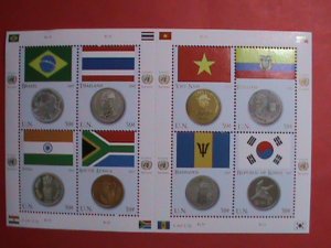 UNITED NATION STAMP: 1994  SC#930 FLAGS AND COINS OF COUNTRIES FULL SHEET MNH