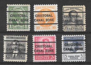 Canal Zone Lot of Pre-cancelled single stamps