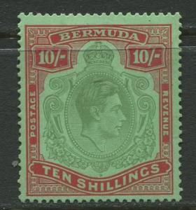 Bermuda - Scott 126b - KGVI Definitive  - Wmk 4 -1939 - MVLH -Single 10/- Stamp