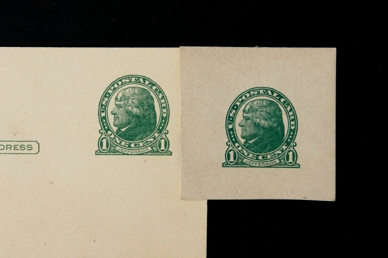 U.S. Stamp Sc# UX27C Mint Preprinted Cut Square 1c Green on Rough Card 1917