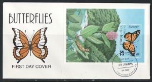 Virgin Is Scott cat. 719. Butterfly s/sheet on a First day cover