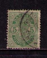 DENMARK Sc# 35 USED F Small Numeral 14 x 13 1/2 Crown 