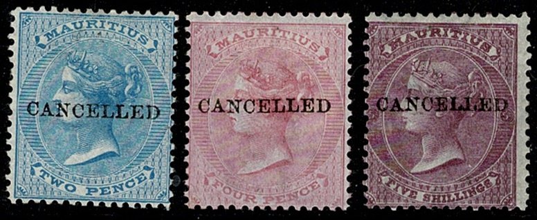 MAURITIUS QV 1878 2d,4d & 5/- UNUSED (MH) SG59-71 Wmk.Cr CC P.14 VGC