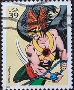 US Scott # 4084j; used 39c Hawkman from 2006; VF centering; off paper