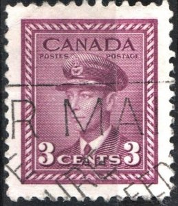 Canada SC#252 3¢ King George VI in Air Force Uniform Single (1943) Used