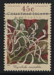 Christmas Island 1994 used Sc 363c 45c Corymborkis veratrifolia Orchids