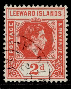 LEEWARD ISLANDS GVI SG104, 2d scarlet, FINE USED.