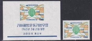 South Korea # 381 & 381a, Freedom from Hunger, NH, 1/3 Cat.