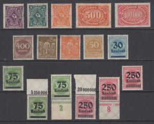 Germany MNH. 1921-1923 Inflation Issues, 16 different F-VF