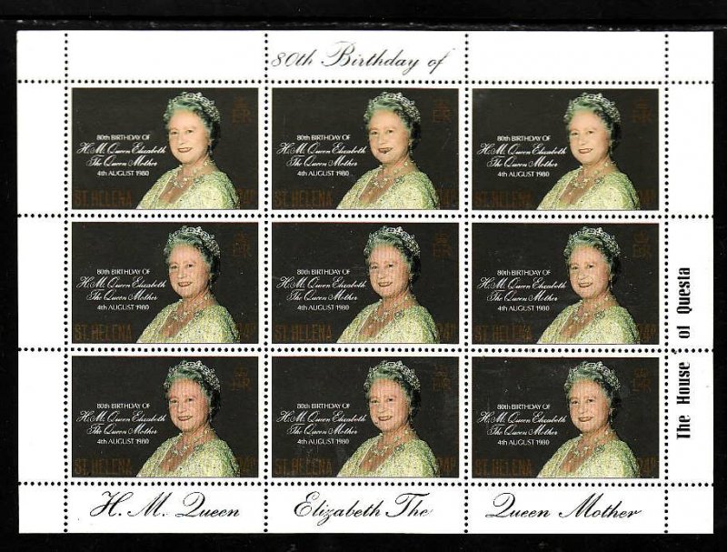 St Helena-Sc#341-unused NH sheet-Queen Mother-80th Birthday-1980-