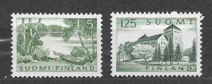 FINLAND-1961, Sc#380-381, MLH.  LAKE AND ROWBOAT_TURKU CASTLE, VF.