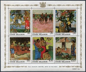 Cook Islands 226a sheet, MNH. Michel Bl.2. Gauguin paintings, 1967.