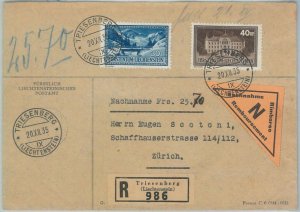 77551 - LIECHTENSTEIN  - Postal History - REGISTERED COVER 1935 Remboursement 