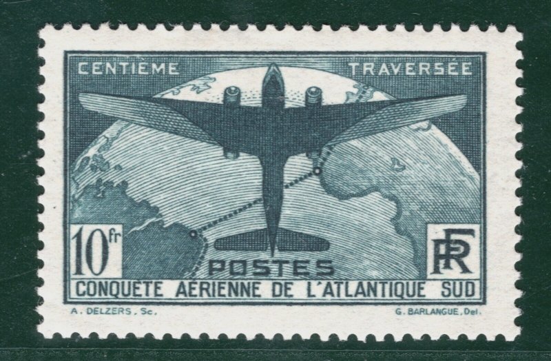 FRANCE Air Mail Scott.C17 10Fr High Value (1936) AEROPLANE Mint LMM c$290 SBG10