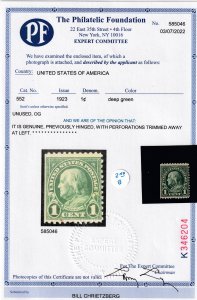 #552 Mint OG, Fine, PF cert #585046 (CV $1.25 - ID36571) - Joseph Luft