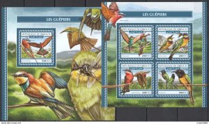 2017 Djibouti Bee-Eaters Birds Fauna #1997-0+Bl1057 ** Fd1156