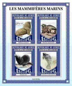 Guinea - 2021 Marine Mammals, Walrus, Otter - 4 Stamp Sheet - GU210218a 