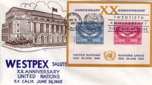 XX ANNIVERSARY UNITED NATIONS - SAN FRANCISCO, CA  1965  FDC15731