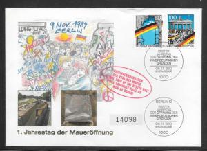 Germany #1917-18 First Anniv With Original fragments of the Berlin Wall (my5205)