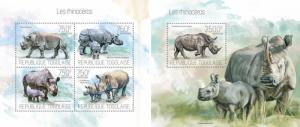 Rhinos Rhinozeros Rhinoceros Fauna Animals Togo MNH stamp set