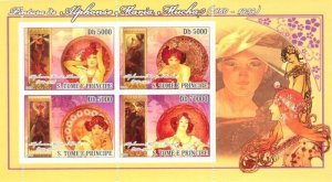 S. TOME & PRINCIPE 2008 - Paintings of Alphonse Maria Mucha (1860-1939)