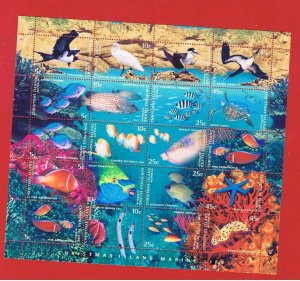 Christmas Island #412  MNH OG  sheet of 20 Marine Life    Free S/H