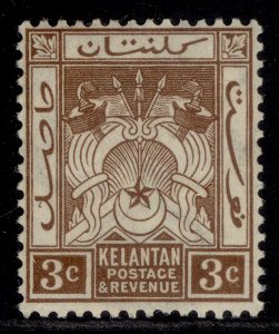 MALAYSIA - Kelantan GV SG16b, 3c brown, M MINT.