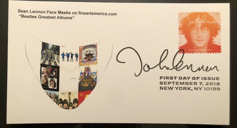 2018 John Lennon FDC Beatles CORONA Headlines Laser Cachet