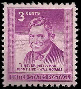 # 975 MINT NEVER HINGED WILL ROGERS XF+