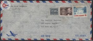 Cuba 1957 Adolfo Puig Martin Cover to NY | CU18904