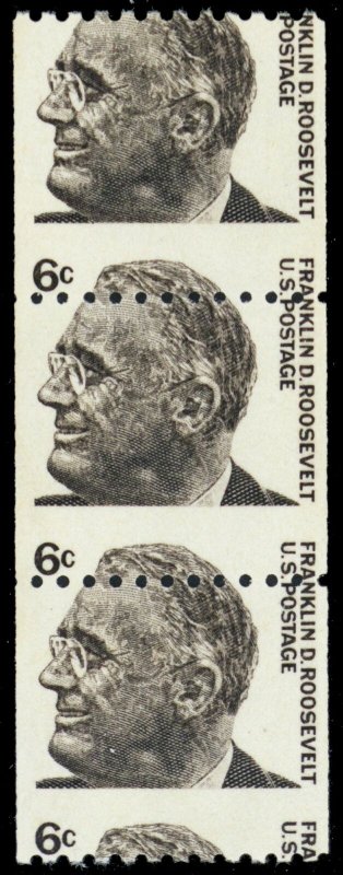 1298, Mint NH Misperfed Error 6¢ FDR Coil Strip of Three - Stuart Katz