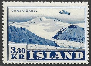 1952 Iceland Sc# C29 Airplane over Glacier Oraefajokull MNH airmail stamp Cv$9