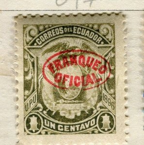 ECUADOR;   1897 classic Official issue Mint hinged 1c. value