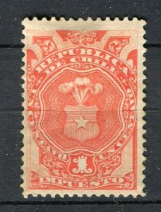 CHILE; 1890s early classic Revenue issue fine used 1c. value