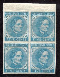 CSA 7 Mint,OG,NH... Block of 4... SCV $100.00 (for hinged, add for being NH)