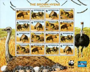 Botswana - 1995 WWF Brown Hyena MS MNH**