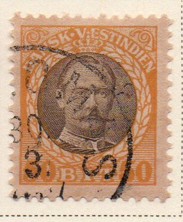 Danish West Indies Sc 50 1908 50 bit yellow & gray Frederik VIII stamp used