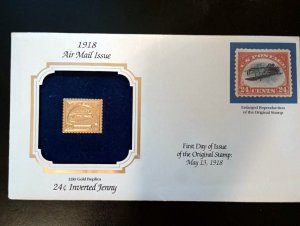 1918-24C Inverted JENNY FDC 22KT Gold