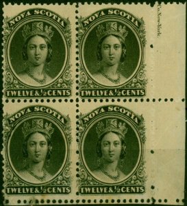 Nova Scotia 1860 12 1/2c Black SG17 Fine LMM Part Imprint Block of 4 (2)